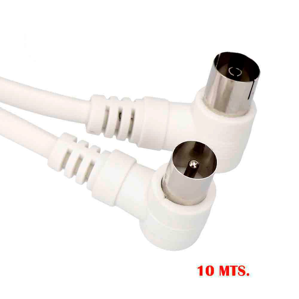 PROLONGACIÓN TV ACODADA 9,5 mm 10m ENVASADA BLANCA