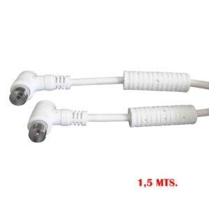 PROLONGACIÓN TV-VIDEO ACODADA CON FILTRO 9,5mm 1,5m ENVASADA BLANCA