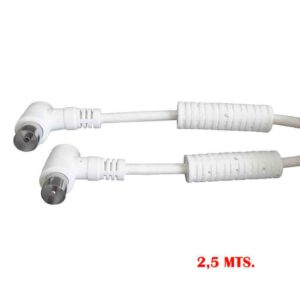 PROLONGACION TV-VIDEO ACODADA CON FILTRO 9,5mm - 2,5m BLANCO