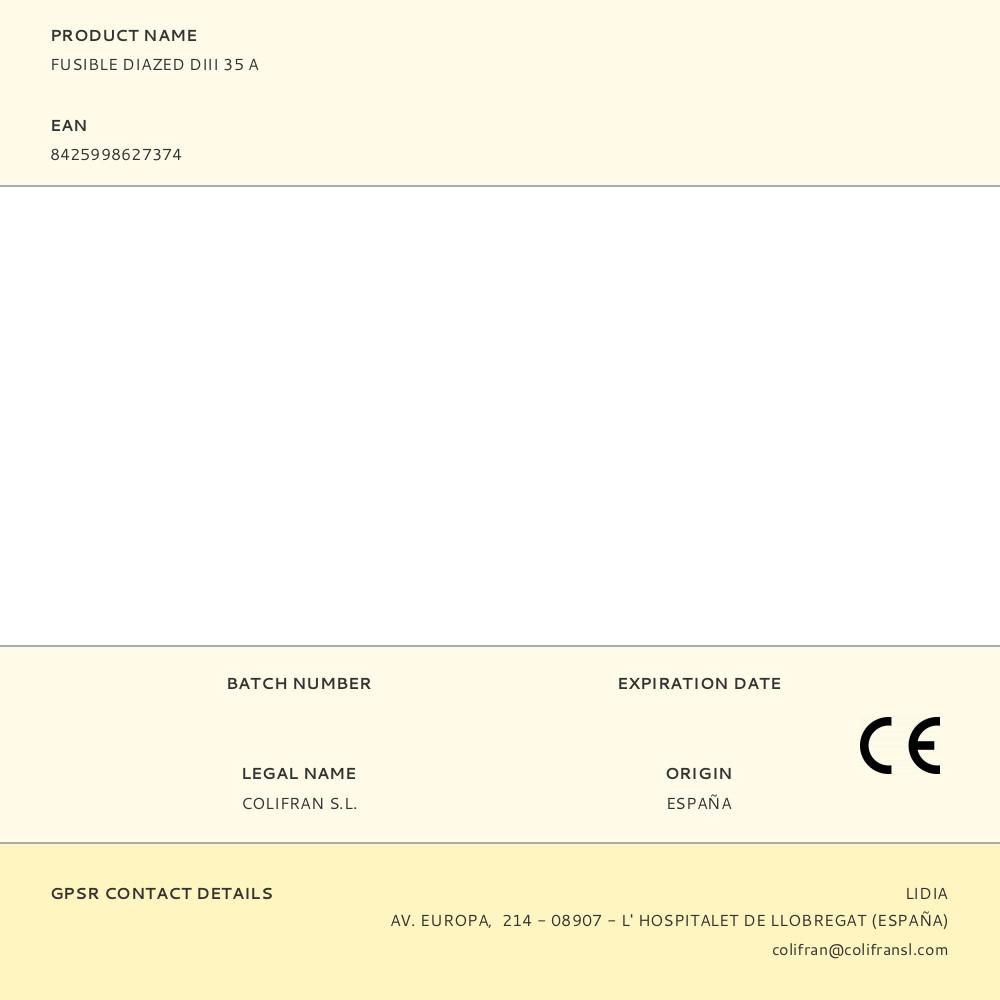 FUSIBLE DIAZED DIII 35 A - Imagen 2