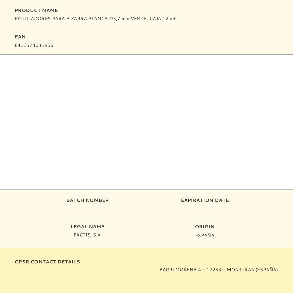 ROTULADORES PARA PIZARRA BLANCA Ø3,7 mm VERDE, CAJA 12 uds - Imagen 3