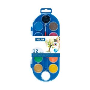 ESTUCHE CON 12 PASTILLAS DE ACUARELAS Ø30mm + PINCEL