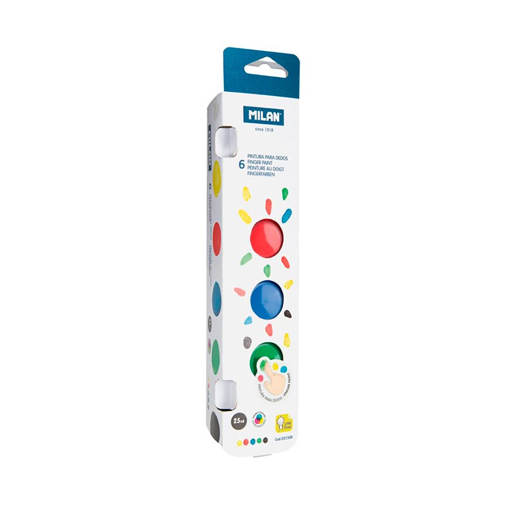CAJA CON 6 TARROS DE PINTURA PARA DEDOS 25 ml