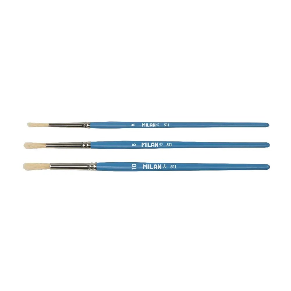 PINCELES ESCOLARES PARA COLA Y TEMPERA SERIE 511 N° 6 , 8 Y 10, BLISTER 3 uds