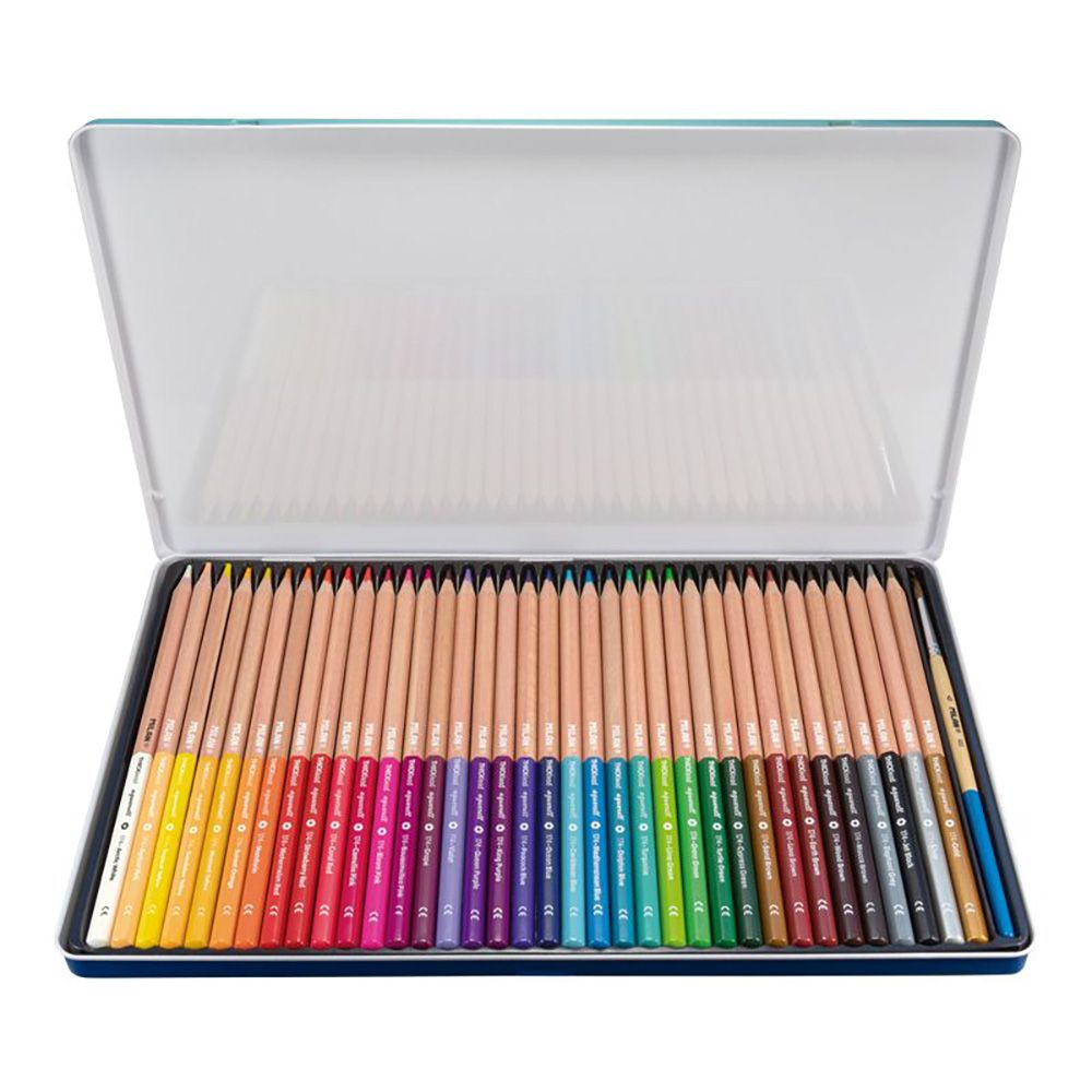 CAJA METÁLICA CON 36 LÁPICES DE COLORES ACUARELABLES MINA GRUESA Ø3,5 mm HEXAGONALES + PINCEL - Imagen 3