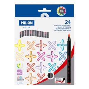 ROTULADORES BASE AGUA DE PUNTA DE PINCEL COLORES SURTIDOS, CAJA 24 uds
