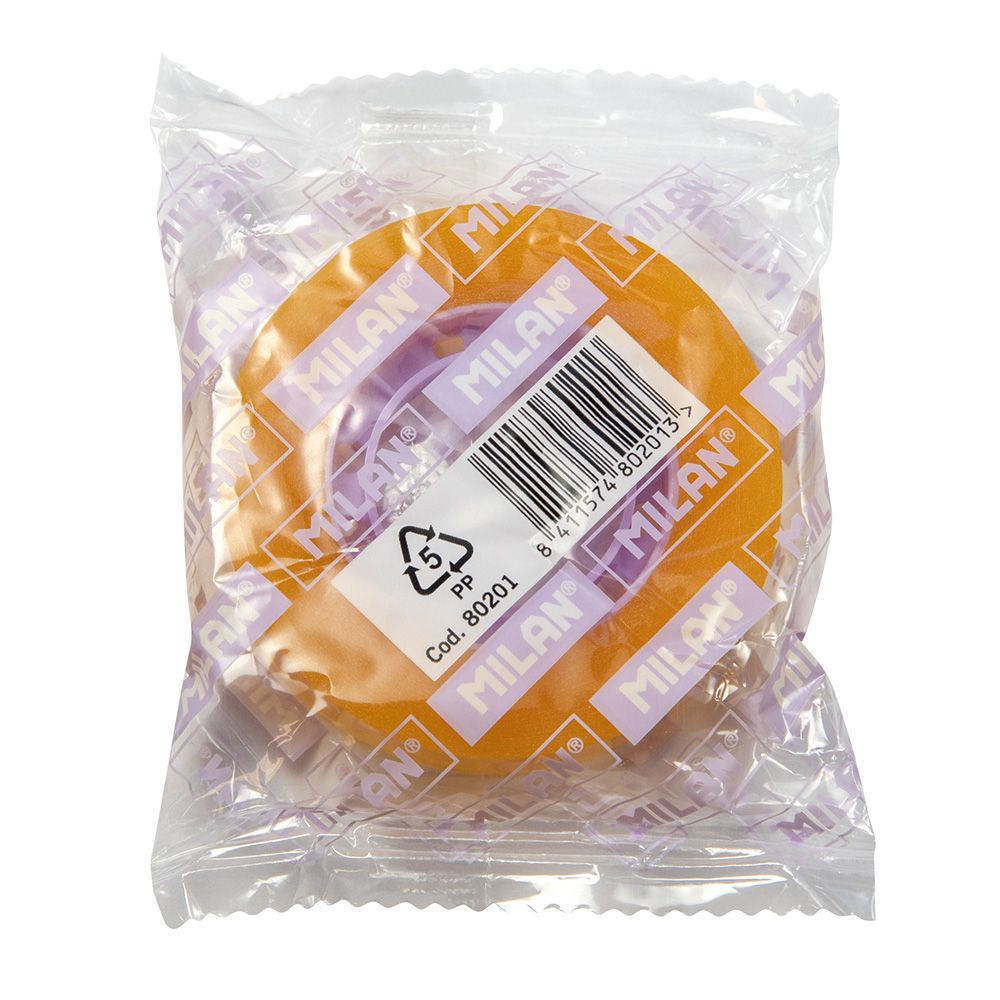 CINTA ADHESIVA 12 mm x 33 m COLOR AMARILLO TRANSPARENTE - Imagen 2