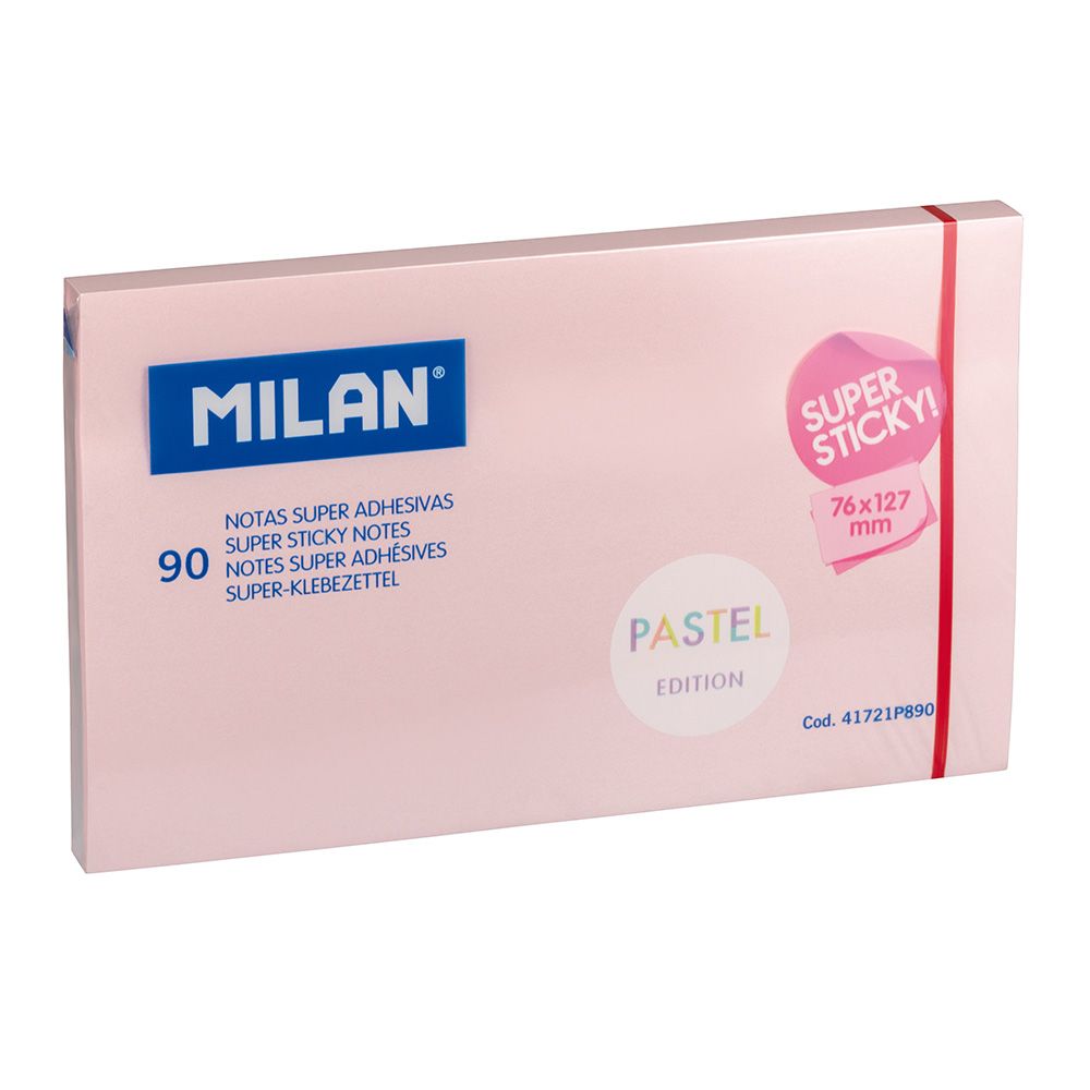 BLOC 90 NOTAS SUPER ADHESIVAS ROSA PASTEL 76 x 127 mm