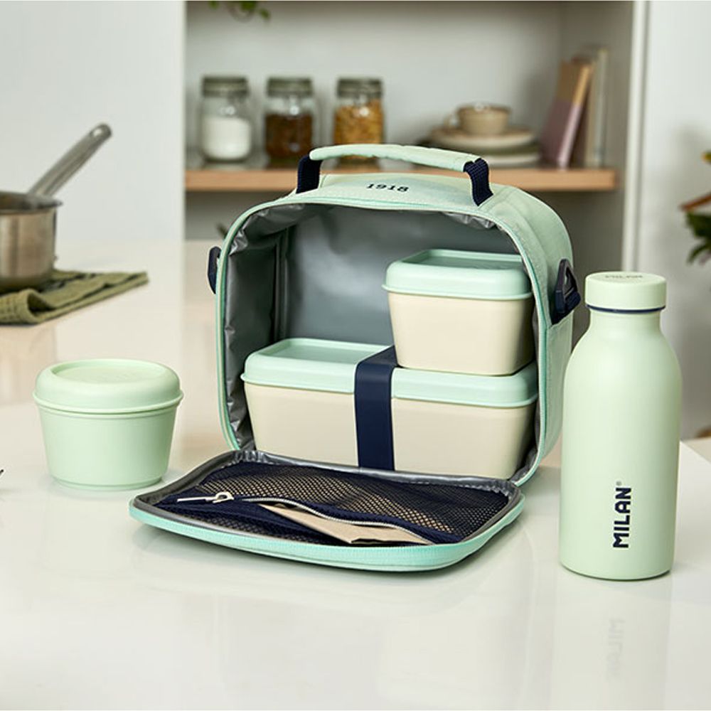 BOLSA ISOTÉRMICA PORTA ALIMENTOS SERIE 1918 VERDE CON 3 RECIPIENTES 3,5 L - Imagen 2