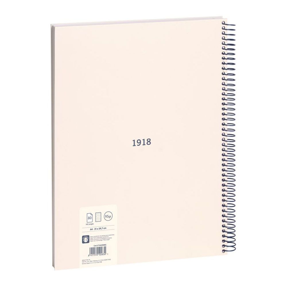 CUADERNO A4 CON ESPIRAL PAUTADO 7 mm BEIGE - Imagen 2