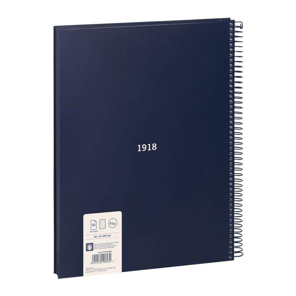 CUADERNO A4 CON ESPIRAL PAUTADO 7 mm AZUL MARINO - Imagen 2