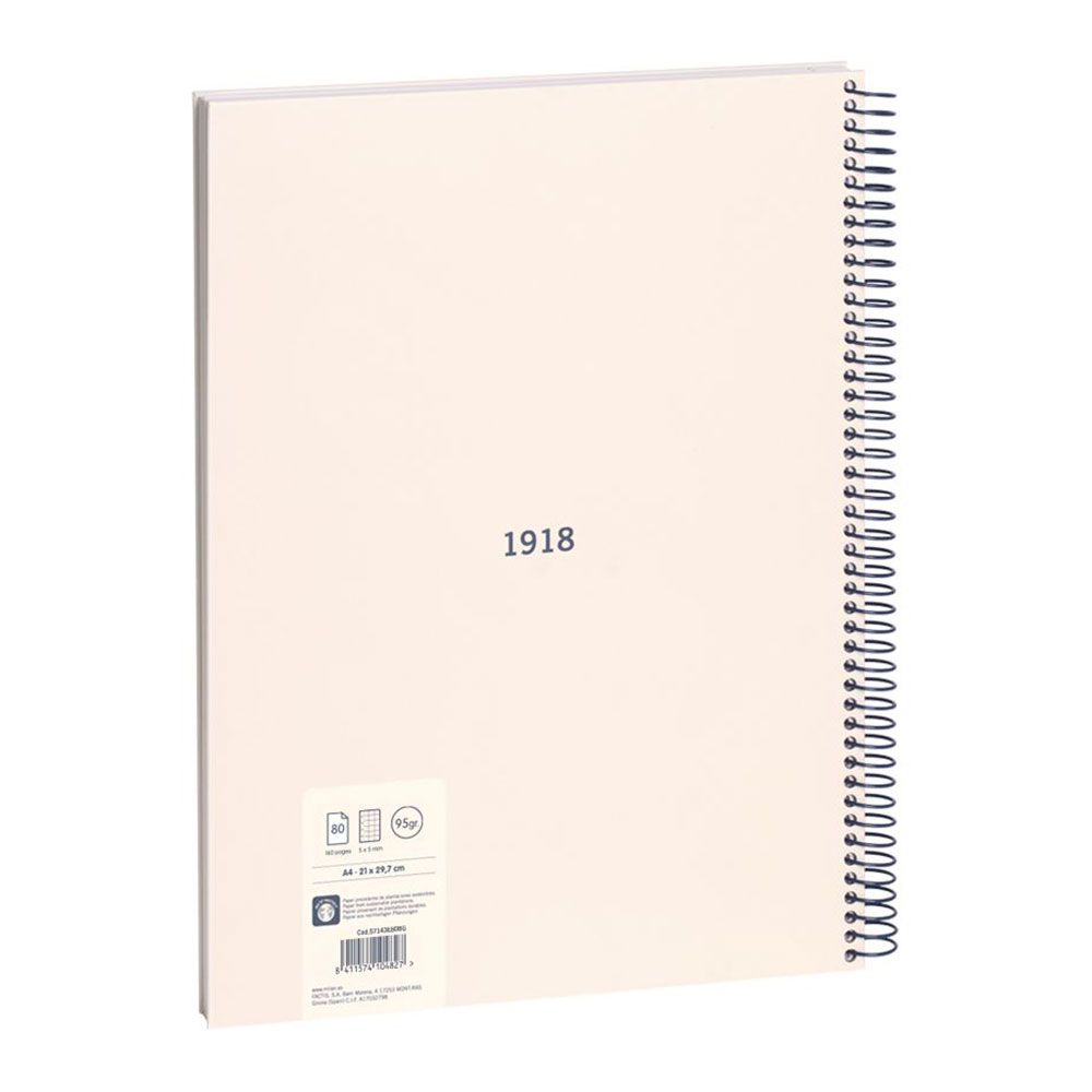 CUADERNO A4 CON ESPIRAL CUADRICULADO 5 x 5 mm BEIGE - Imagen 2