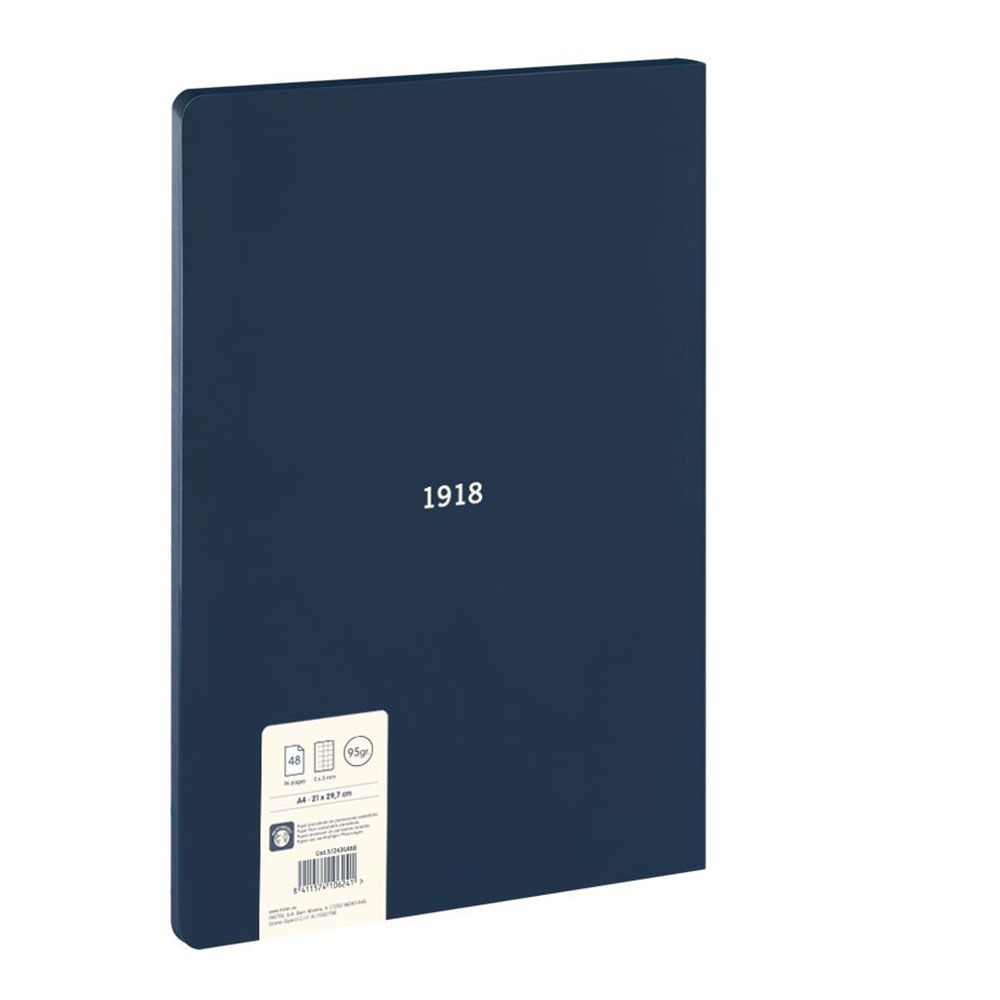 CUADERNO A4 CUADRICULADO ENCOLADO AZUL MARINO - Imagen 2