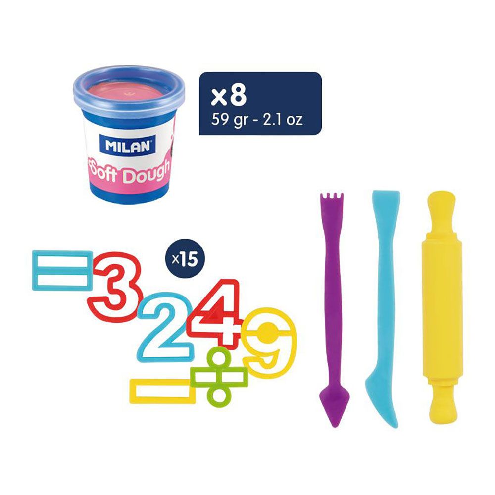 MALETÍN PASTA BLANDA SOFT DOUGH 8 BOTES 59 g CON HERRAMIENTAS "NÚMEROS" - Imagen 2