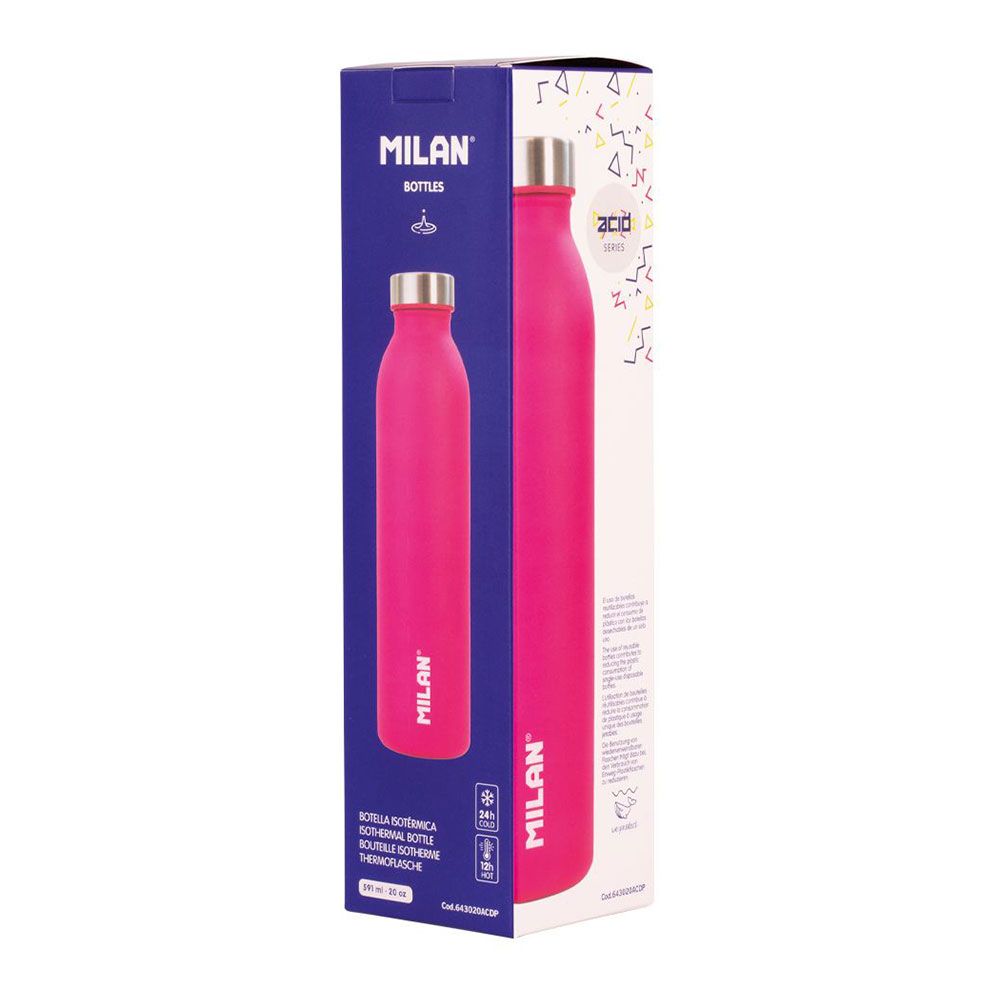 BOTELLA ISOTÉRMICA DE ACERO INOXIDABLE SERIE ACID ROSA 591 ml - Imagen 2