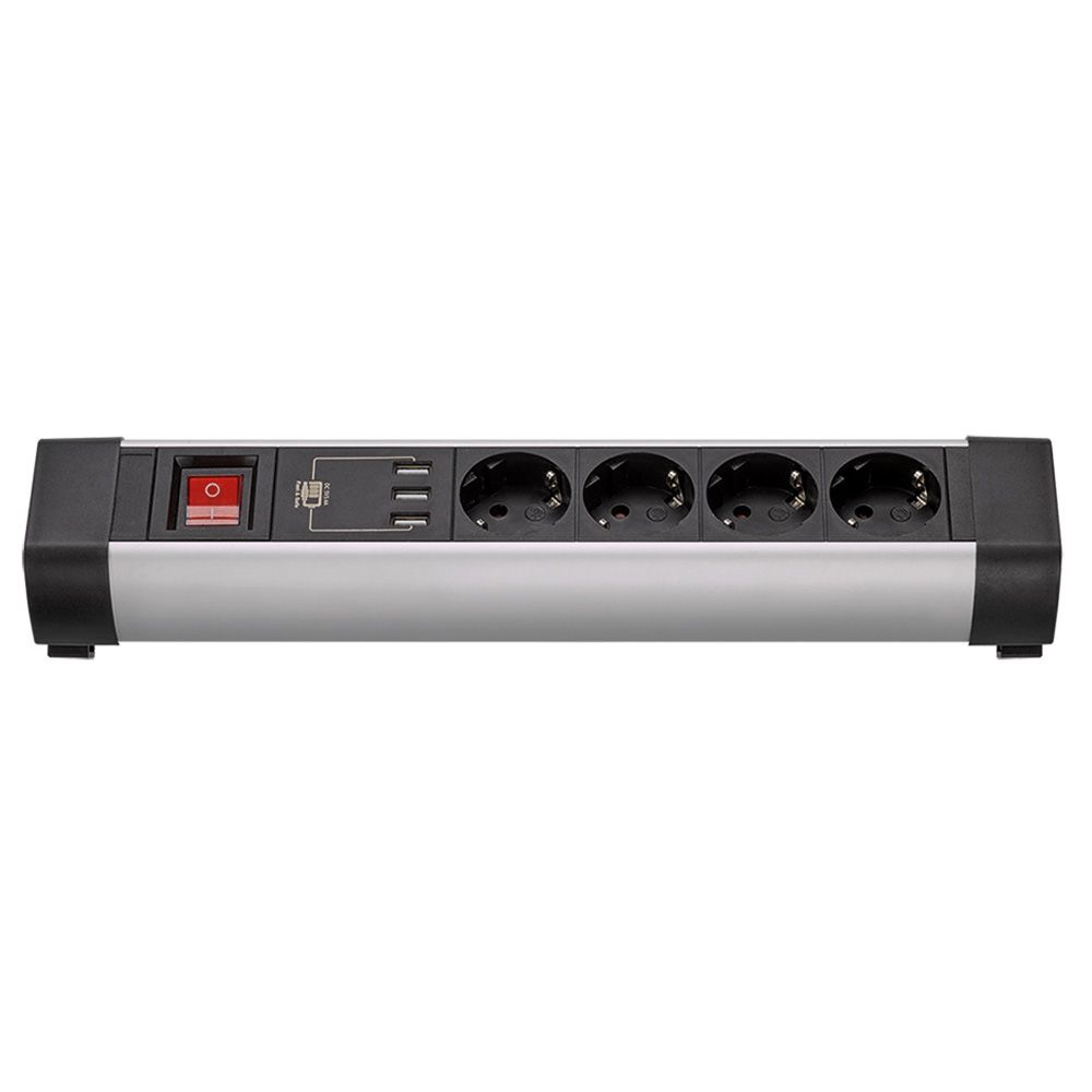 BASE MÚLTIPLE CON FIJACIÓN 4 TOMAS + 3 USB 1,5 m DE CABLE