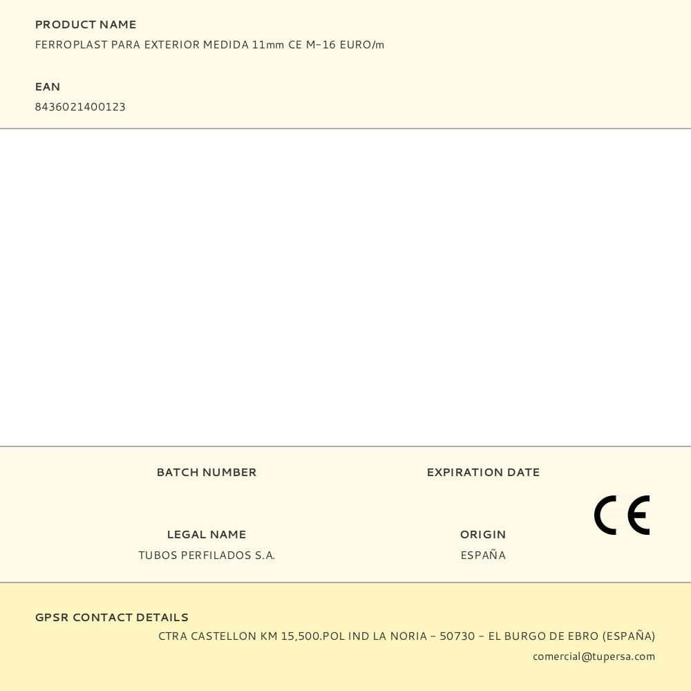 FERROPLAST PARA EXTERIOR MEDIDA 11mm CE M-16 EURO/m - Imagen 2