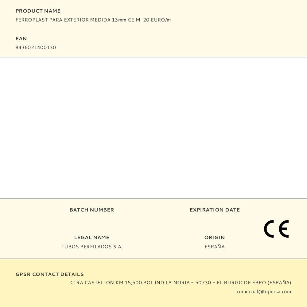 FERROPLAST PARA EXTERIOR MEDIDA 13mm CE M-20 EURO/m - Imagen 2