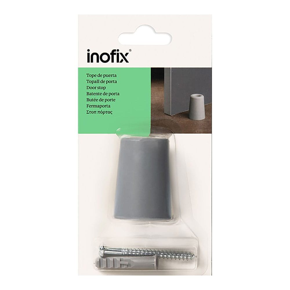 TOPE DE PUERTA ALTO, DE CAUCHO CON ACABADO GRIS, FIJACIÓN CON TORNILLOS, BLISTER - Imagen 2