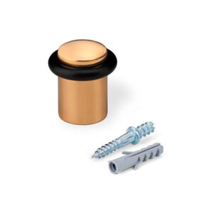 TOPE DE PUERTA CON TÓRICA, DE METAL Y CAUCHO CON ACABADO EN LATÓN, FIJACIÓN CON TORNILLOS, BLISTER