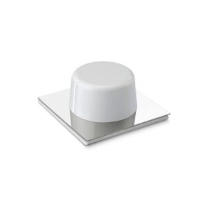 TOPE DE PUERTA, DE PVC Y BASE DE METAL CON ACABADO BLANCO - CROMO, FIJACIÓN CON ADHESIVO, 2 uds, BLISTER