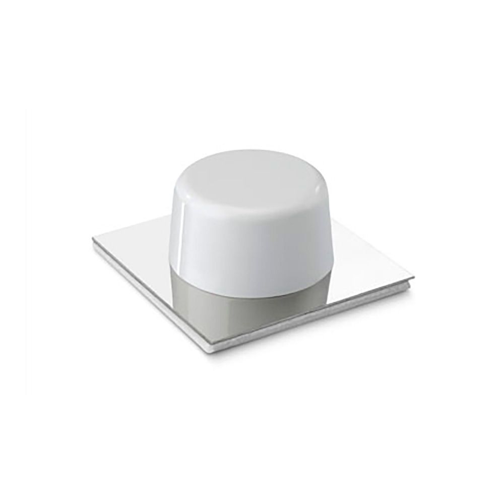 TOPE DE PUERTA, DE PVC Y BASE DE METAL CON ACABADO BLANCO - CROMO, FIJACIÓN CON ADHESIVO, 2 uds, BLISTER