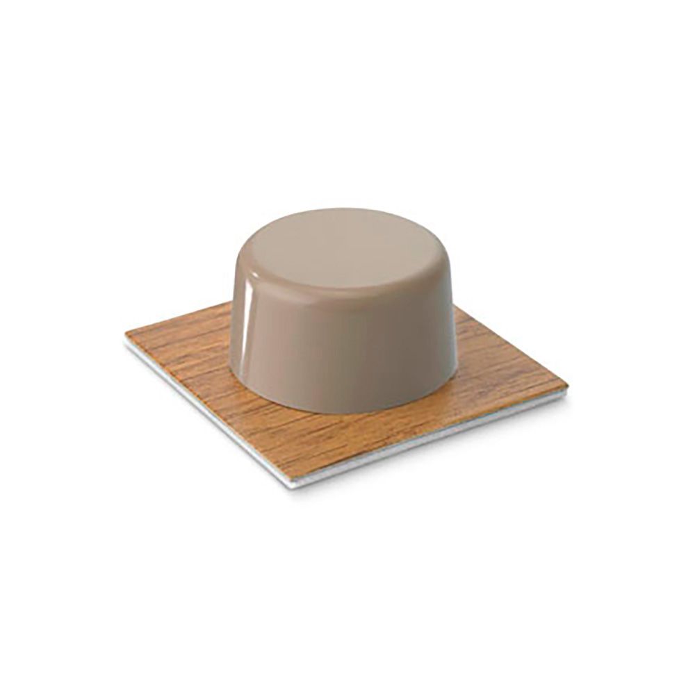 TOPE DE PUERTA, DE PVC Y BASE DE METAL CON ACABADO PARQUET-BEIGE, FIJACIÓN CON ADHESIVO, 2 uds, BLISTER