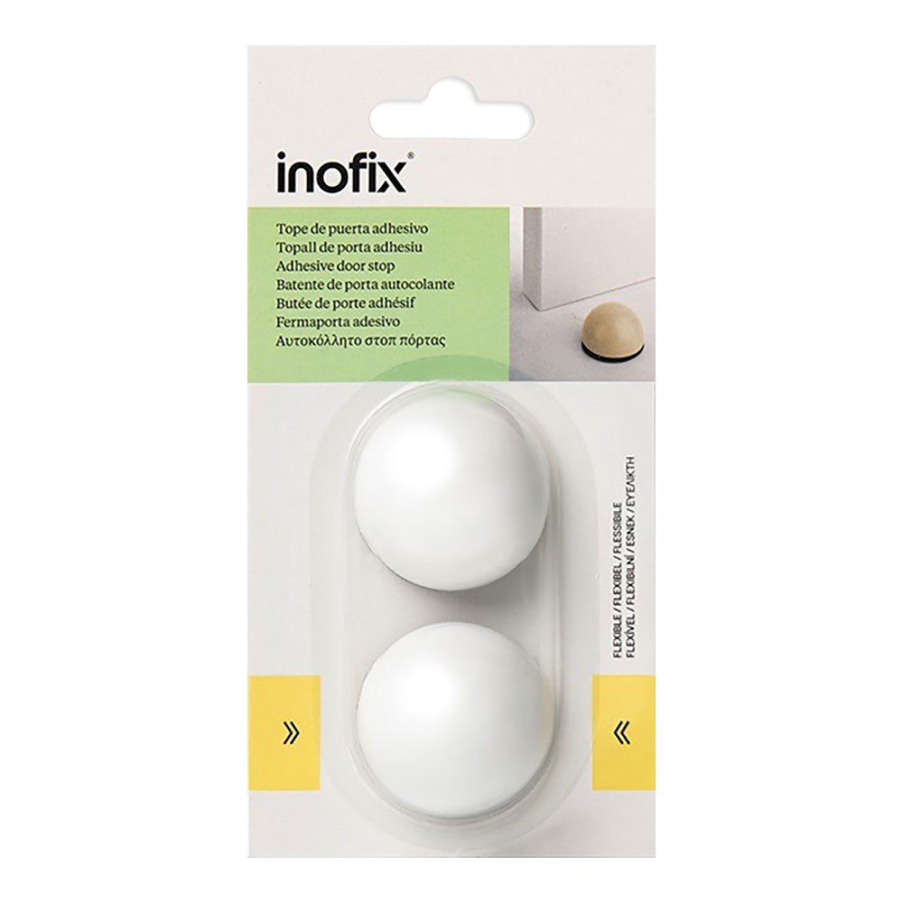 TOPE DE PUERTA, FLEXIBLE CON ACABADO BLANCO, FIJACIÓN CON ADHESIVO, 2 uds, BLISTER - Imagen 2