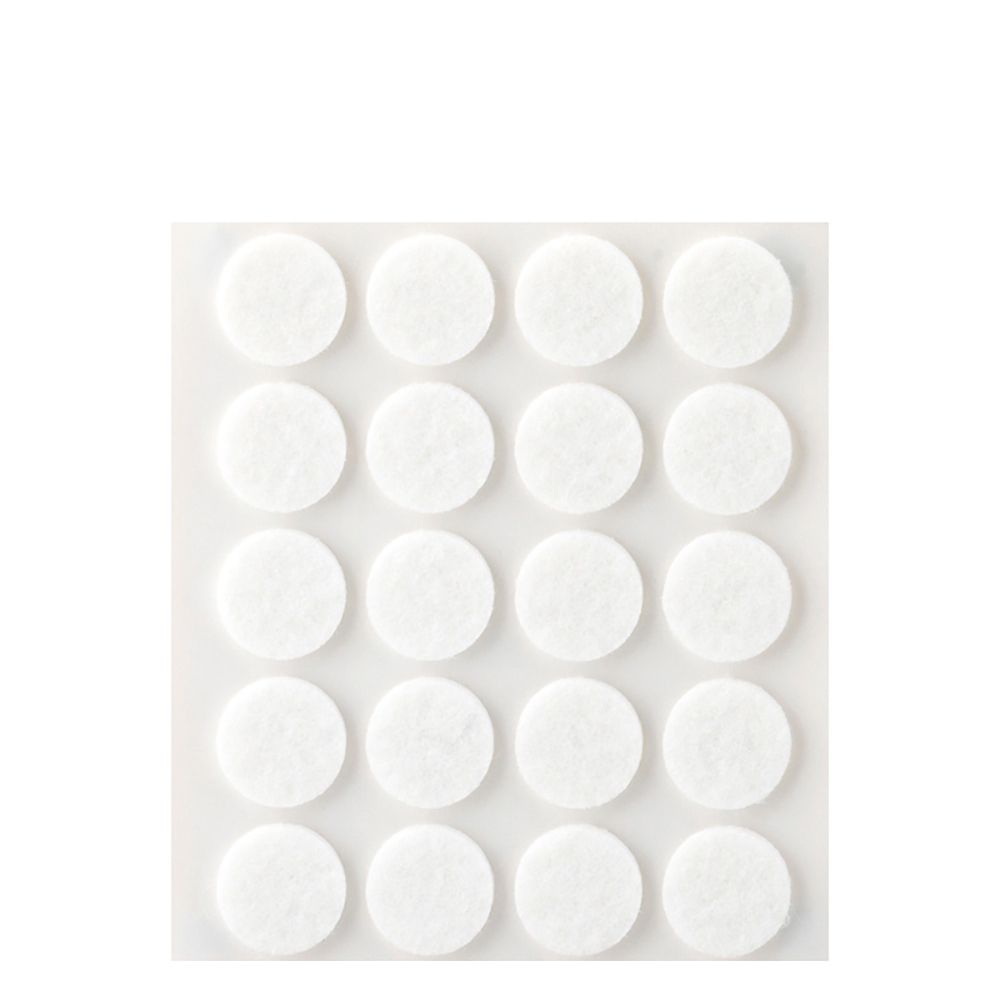 FIELTRO ADHESIVO, CIRCULAR, SINTÉTICO, BLANCO, Ø17 mm, 20 uds, BLISTER