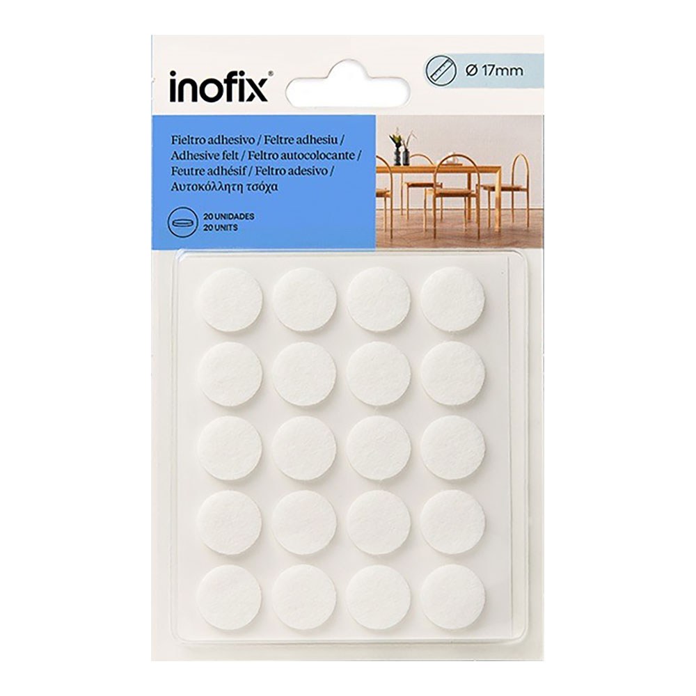 FIELTRO ADHESIVO, CIRCULAR, SINTÉTICO, BLANCO, Ø17 mm, 20 uds, BLISTER - Imagen 2