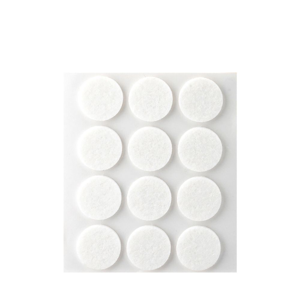 FIELTRO ADHESIVO, CIRCULAR, SINTÉTICO, BLANCO, Ø22 mm, 12 uds, BLISTER