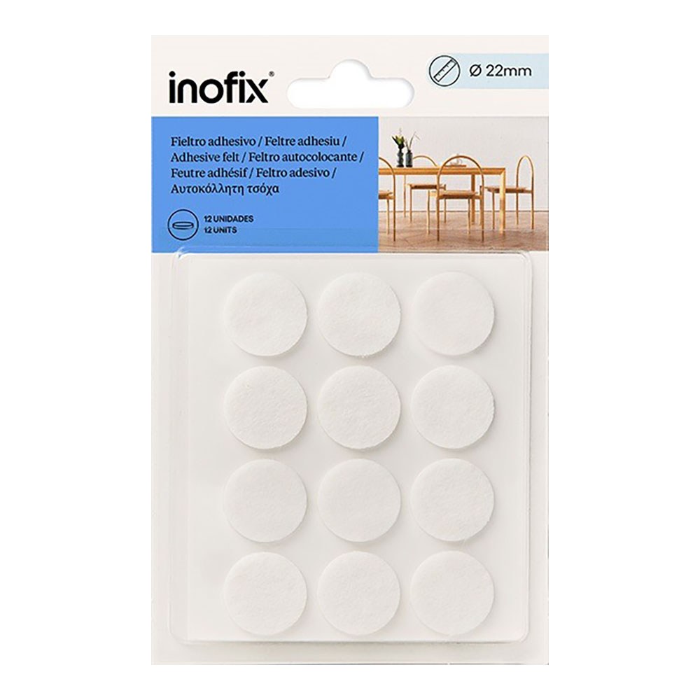 FIELTRO ADHESIVO, CIRCULAR, SINTÉTICO, BLANCO, Ø22 mm, 12 uds, BLISTER - Imagen 2