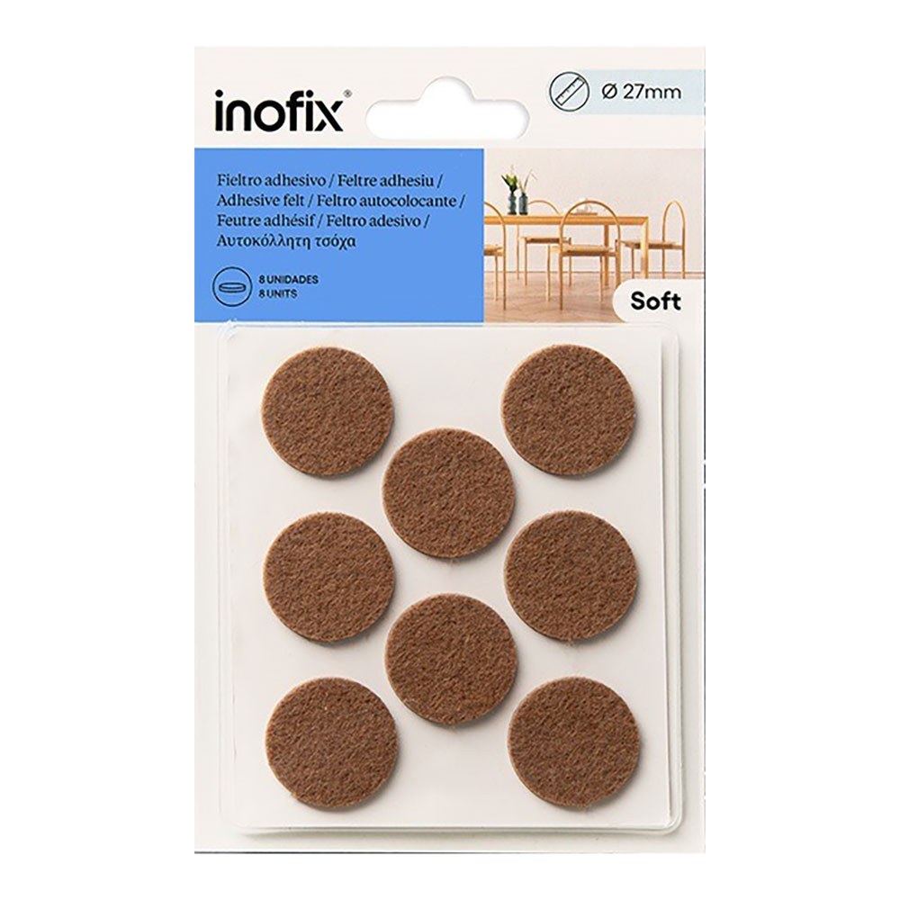 FIELTRO ADHESIVO, CIRCULAR, SINTÉTICO, MARRÓN, Ø27 mm, 8 uds, BLISTER - Imagen 2