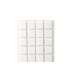 FIELTRO ADHESIVO, CUADRADO, SINTÉTICO, BLANCO, 17 x 17 mm, 20 uds, BLISTER