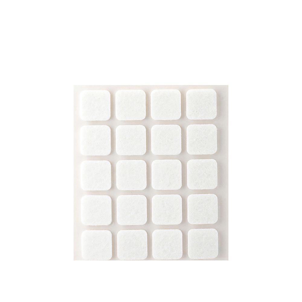 FIELTRO ADHESIVO, CUADRADO, SINTÉTICO, BLANCO, 17 x 17 mm, 20 uds, BLISTER
