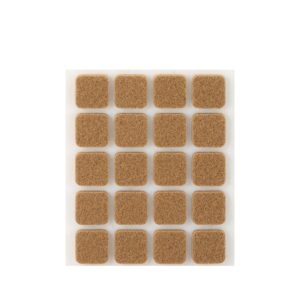 FIELTRO ADHESIVO, CUADRADO, SINTÉTICO, MARRÓN, 17 x 17 mm, 20 uds, BLISTER