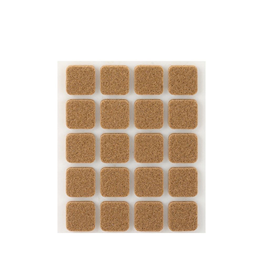 FIELTRO ADHESIVO, CUADRADO, SINTÉTICO, MARRÓN, 17 x 17 mm, 20 uds, BLISTER