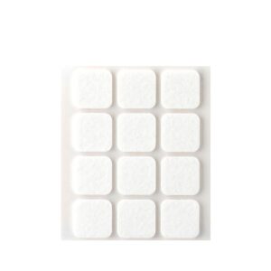 FIELTRO ADHESIVO, CUADRADO, SINTÉTICO, BLANCO, 22 x 22 mm, 12 uds, BLISTER