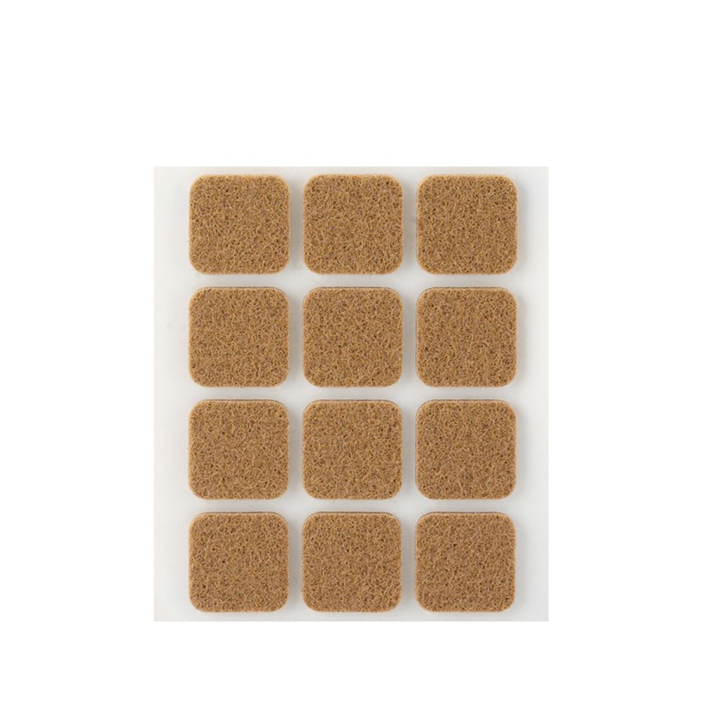 FIELTRO ADHESIVO, CUADRADO, SINTÉTICO, MARRÓN, 22 x 22 mm, 12 uds, BLISTER