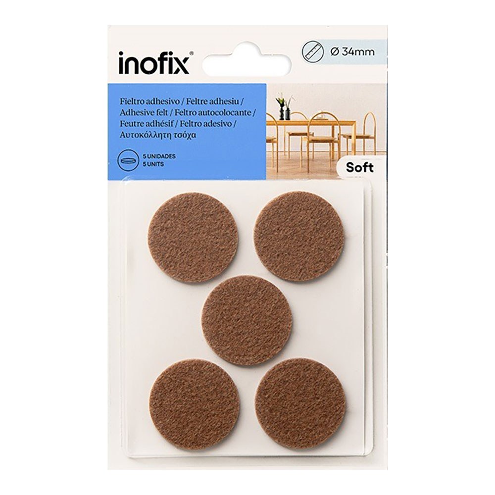FIELTRO ADHESIVO, CIRCULAR, SINTÉTICO, MARRÓN, Ø34 mm, 5 uds, BLISTER - Imagen 2