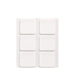 FIELTRO ADHESIVO, CUADRADO, SINTÉTICO, BLANCO, 31 x 31 mm, 6 uds, BLISTER