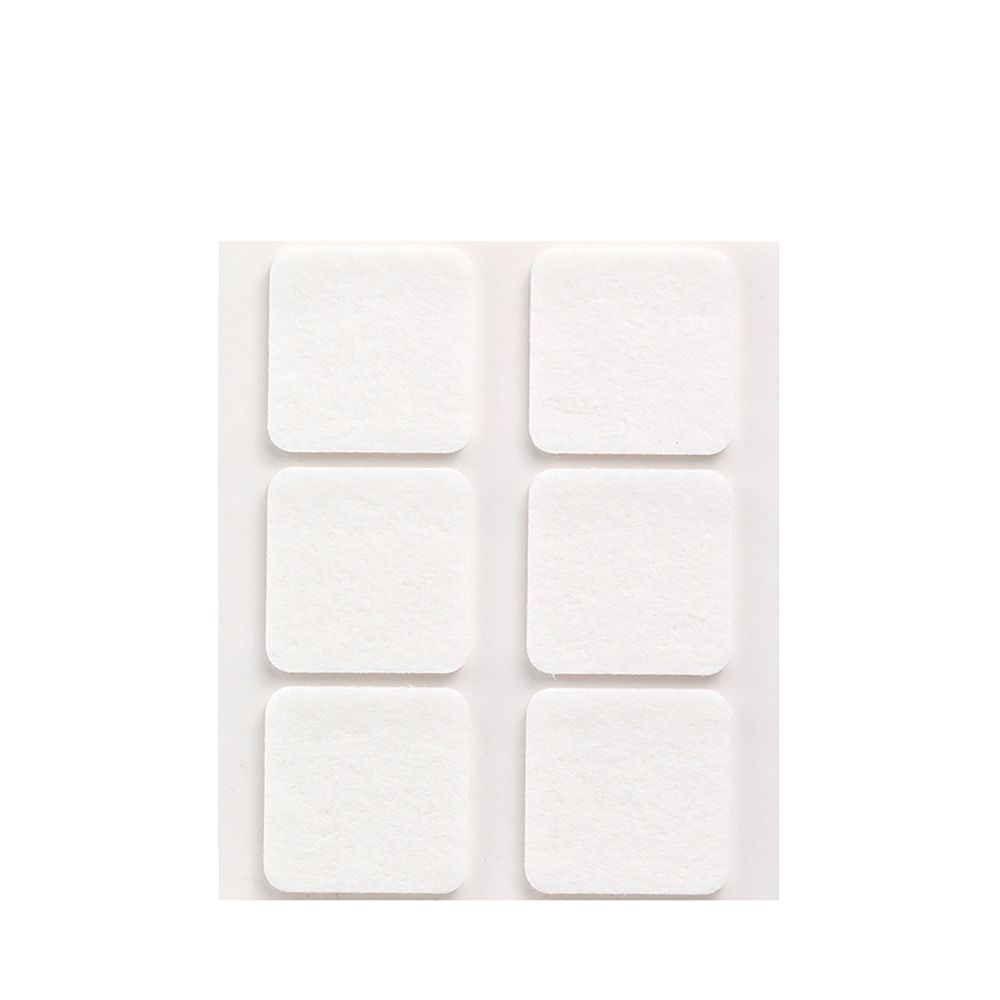 FIELTRO ADHESIVO, CUADRADO, SINTÉTICO, BLANCO, 31 x 31 mm, 6 uds, BLISTER