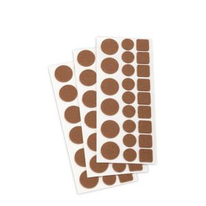 FIELTRO ADHESIVO, 3 MODELOS, SINTÉTICO, MARRÓN, 72 uds, BLISTER