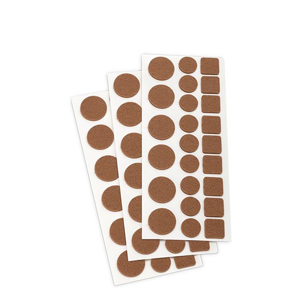 FIELTRO ADHESIVO, 3 MODELOS, SINTÉTICO, MARRÓN, 72 uds, BLISTER