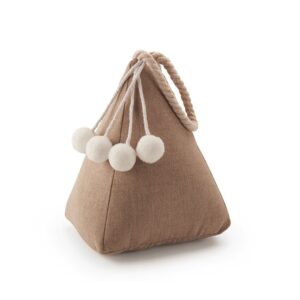 TOPE DE PUERTA TEXTIL DECORATIVO, MODELO SACO BEIGE, 18 x 13 x 14 cm