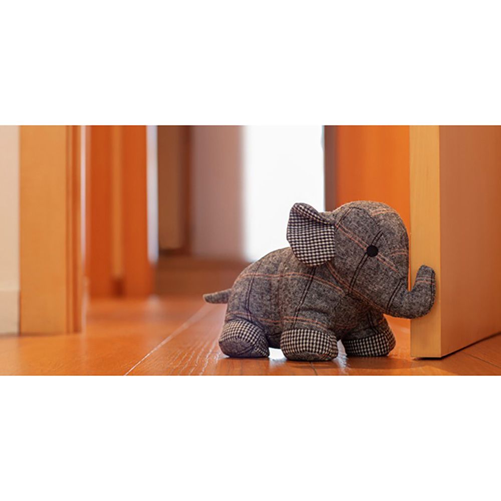 TOPE DE PUERTA TEXTIL DECORATIVO, MODELO ELEFANTE GRIS, 18 x 32 x 15 cm - Imagen 2