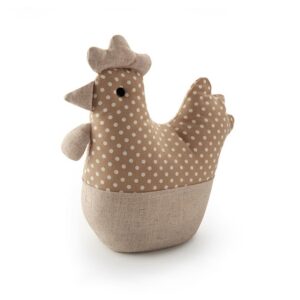 TOPE DE PUERTA TEXTIL DECORATIVO, MODELO GALLINA BEIGE, 30 x 28 x 10 cm