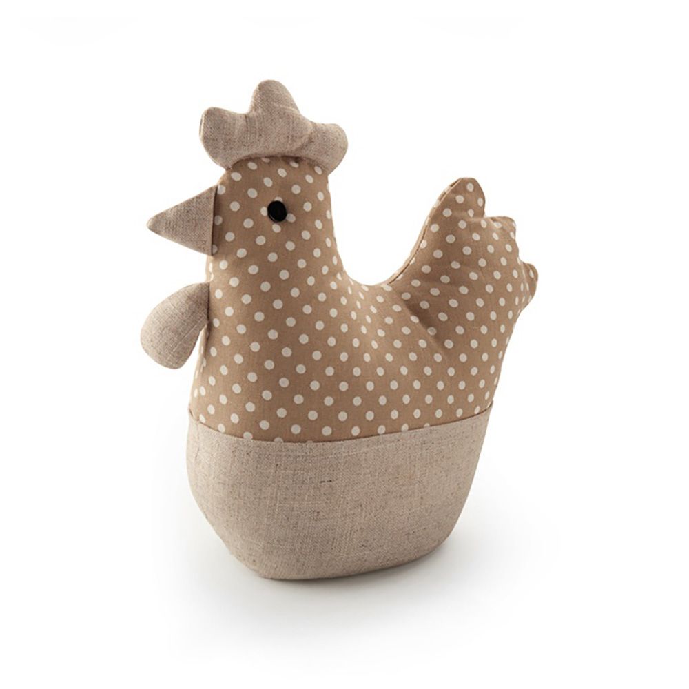 TOPE DE PUERTA TEXTIL DECORATIVO, MODELO GALLINA BEIGE, 30 x 28 x 10 cm