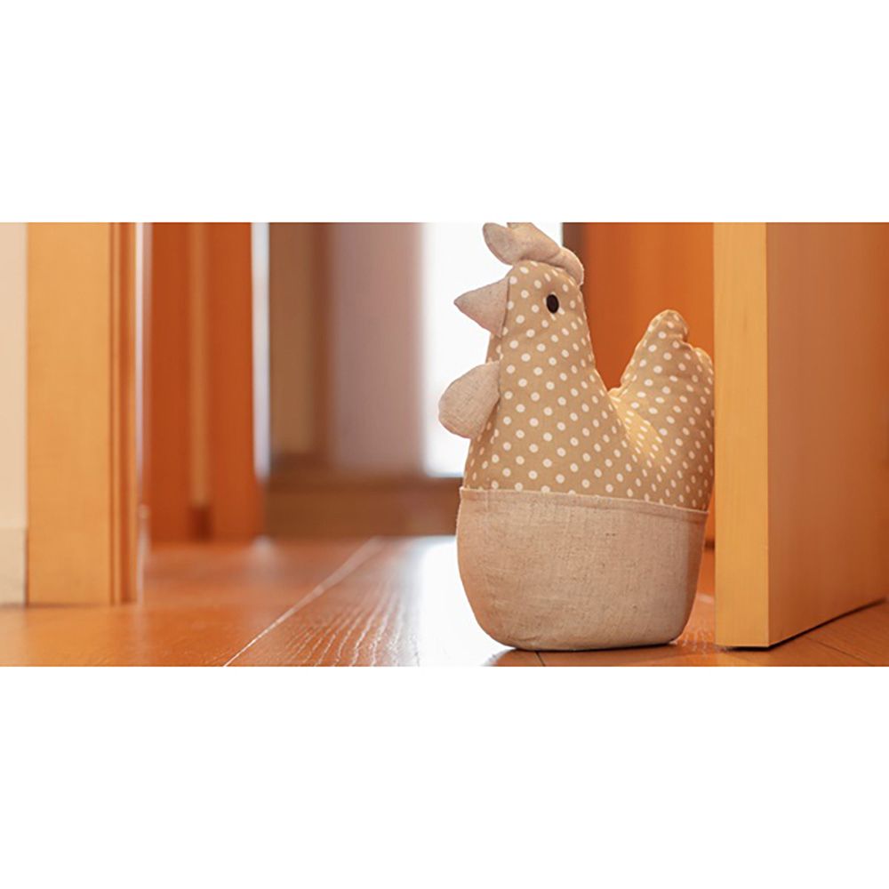 TOPE DE PUERTA TEXTIL DECORATIVO, MODELO GALLINA BEIGE, 30 x 28 x 10 cm - Imagen 2