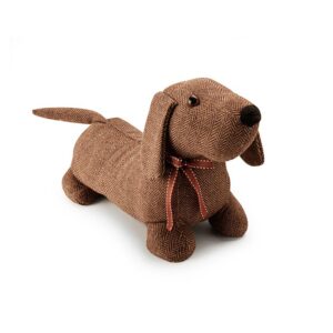 TOPE DE PUERTA TEXTIL DECORATIVO, MODELO PERRO MARRÓN, 20 x 40 x 10 cm